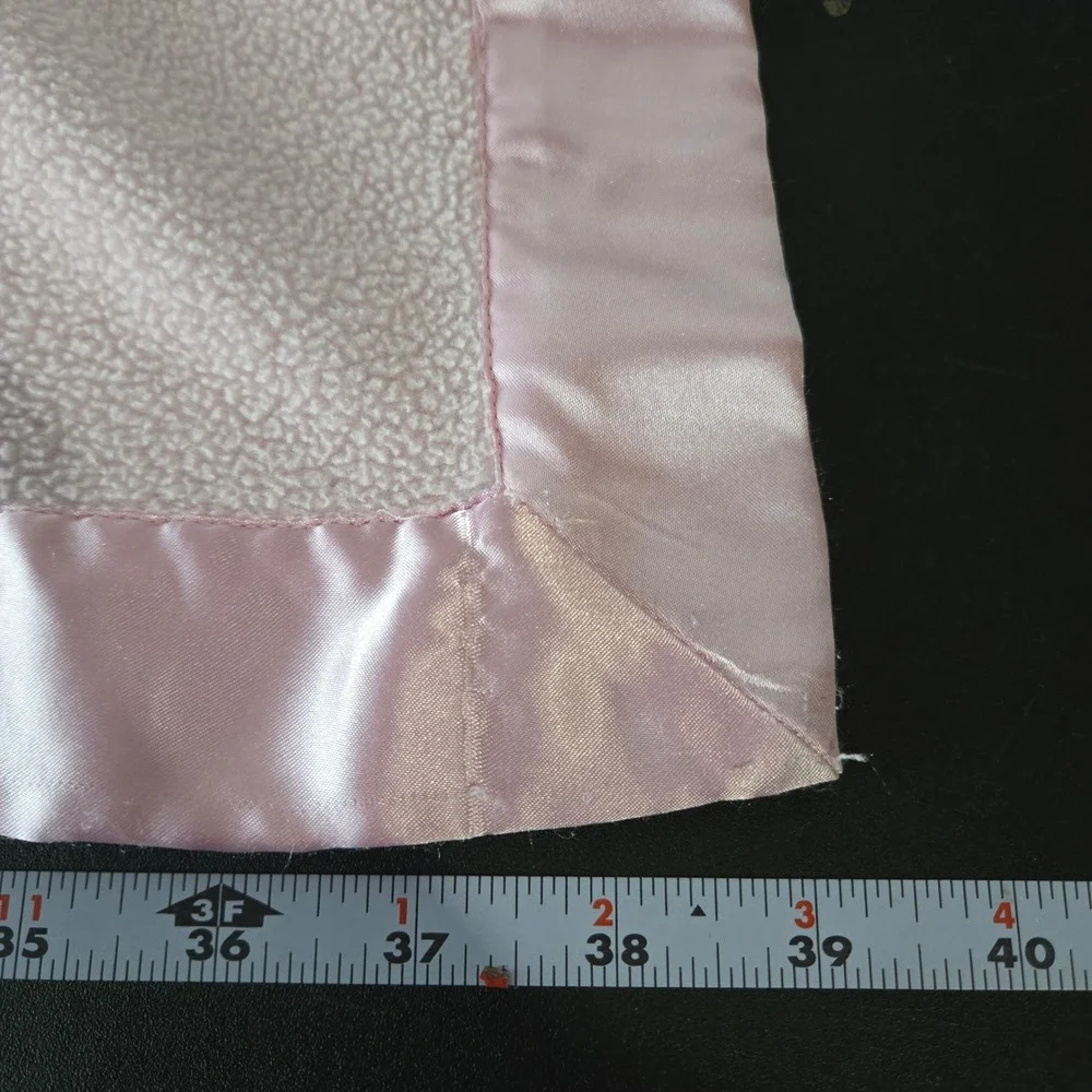 Carters Just One Year Pink Fleece  Satin Trim Baby Blanket Butterfly Security‎